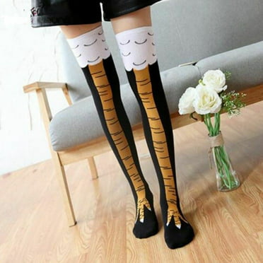 Womens Funny 3D Chicken Feet Knee High Socks Leg Thigh Performance Stockings 